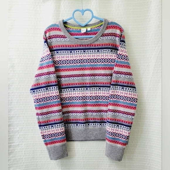 FAIR ISLE Sweater Merino Wool Alpine Ski Theme Crewneck Size L - Picture 4 of 6